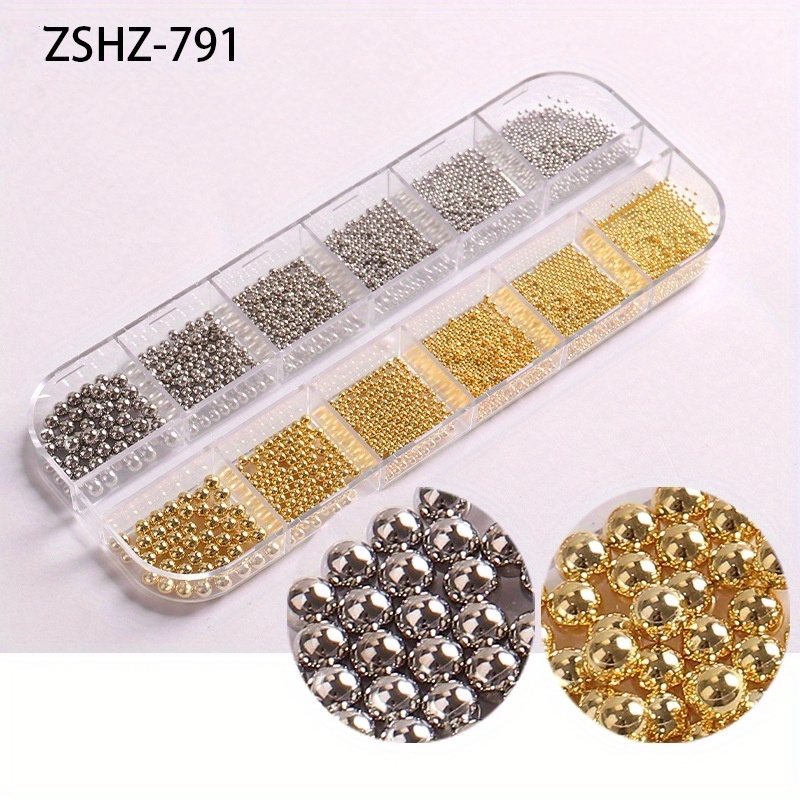 Nail Caviar Beads golden Silvery Rose Golden Black Nail Art - Temu