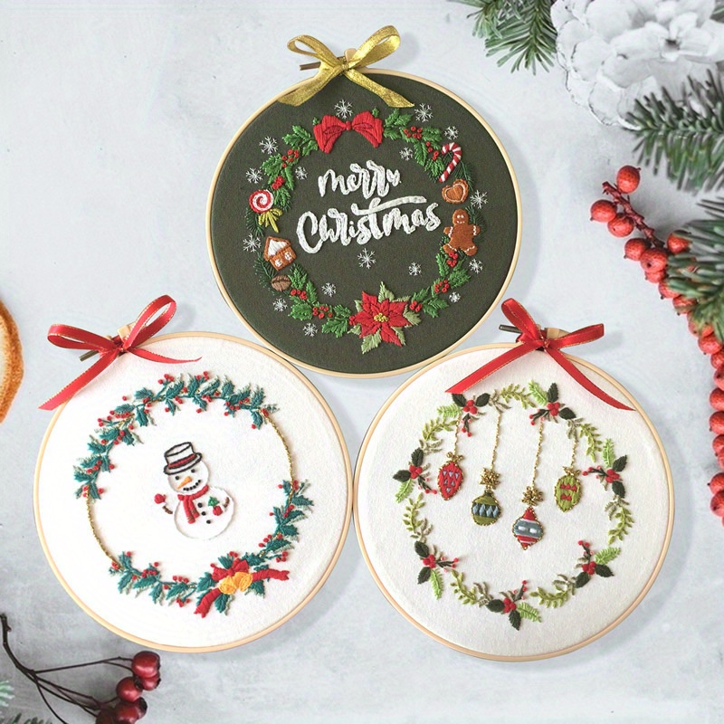 Christmas Theme Embroidery 3d Embroidery Starter Kit - Temu