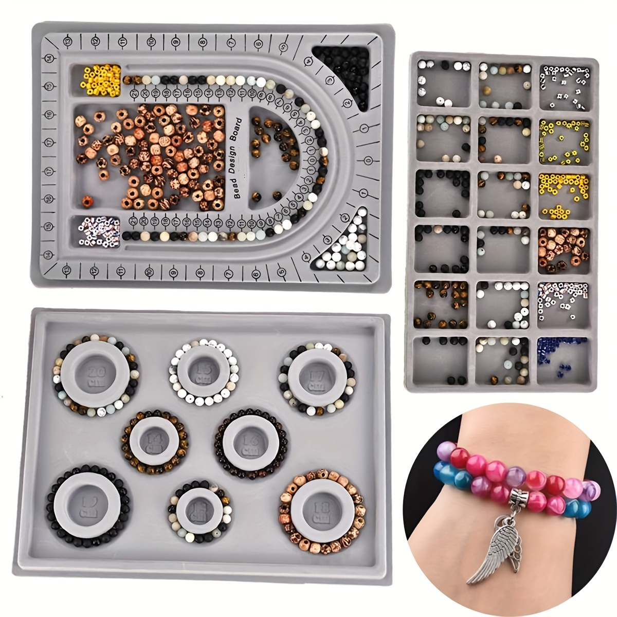  ABOOFAN Tool Beads Bracelet Bead Design Board Bead Jewelry  Design Tray Bracelet Measurement Board Tray Bracelet Bead Board Tray Bead  Jewelry Tray Bead Tray Plastic Bracelets Bead Chain