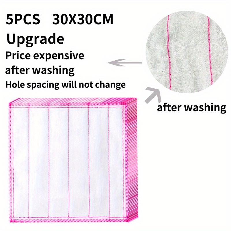 3pcs Thickened Wavy Dishwashing Cloth, Household Kitchen Cleaning Oil  Removal Lazy Rag Block, Water Absorption Cloth