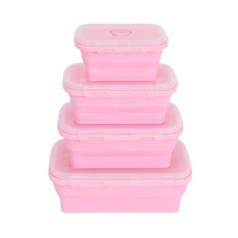 Silicone Collapsible Lunch Box Food Storage Container Fashion Colorful  Microwavable Portable Picnic Camping Rectangle Outdoor Box - Temu