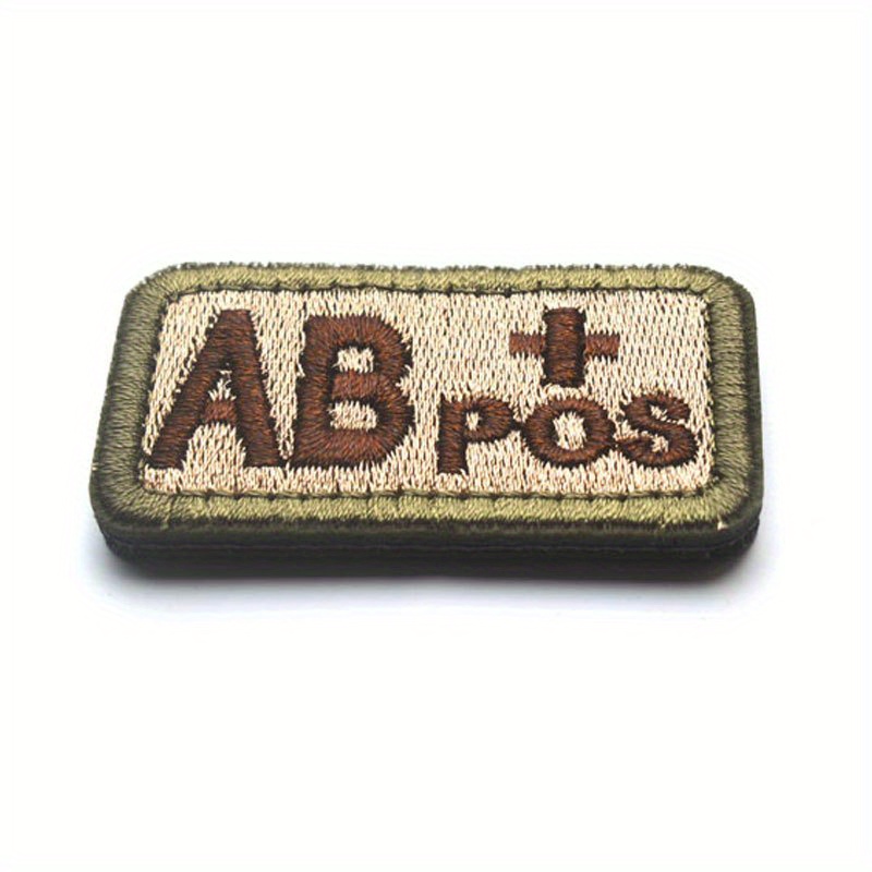 Tactical Blood Type Patches AB+ Positive POS Hook and Patch 2-Piece Various  Styles in Embroidered 2x1 Morale Military Navy Army Badge for Outdoors