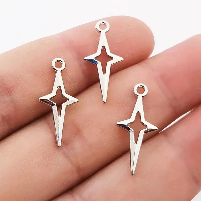 30pcs 23x10mm Charms Shining Stars Charms Hollow Alloy Star Pendant For  Jewelry Making DIY Jewelry Findings Antique Silver Color Alloy Charms