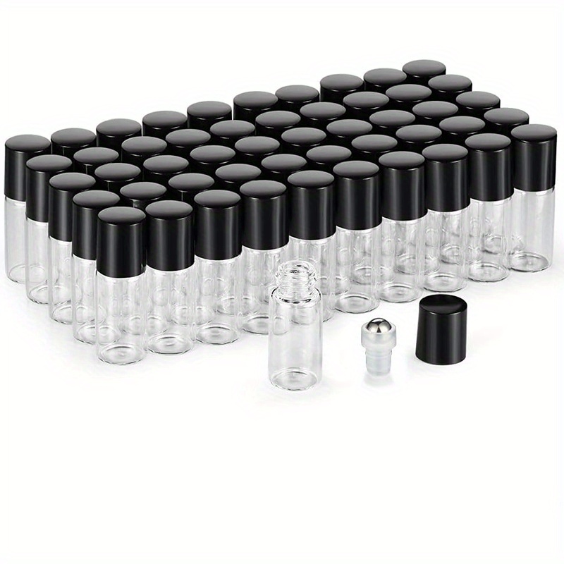 Image of 50pcs 3ml Clear Glass Vials For Essential Oils,empty Glass Roller Bottle With Stainless Steel Roller Ball 3/4 Glass Vials Perfume Roll On