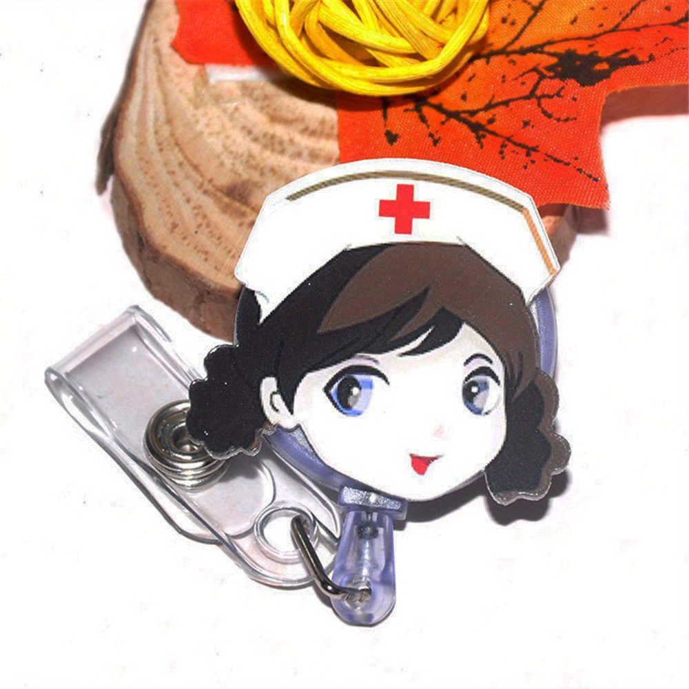 1pc Retractable Badge Reel Student Nurse Exhibition ID Name Card Badge  Holder Office Supplies Nurse Accessories