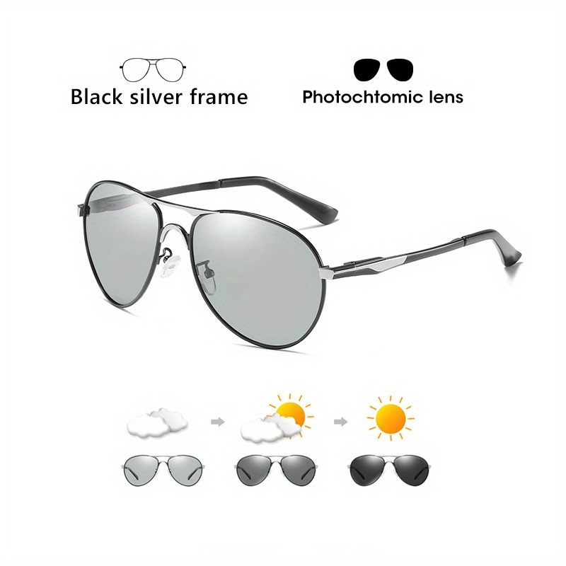 Driving Sun Glasses Metal Frame Goggles UV400 Anti-Glare Pilot Sunglasses  Photochromic Polarized Sunglasses Men/Women