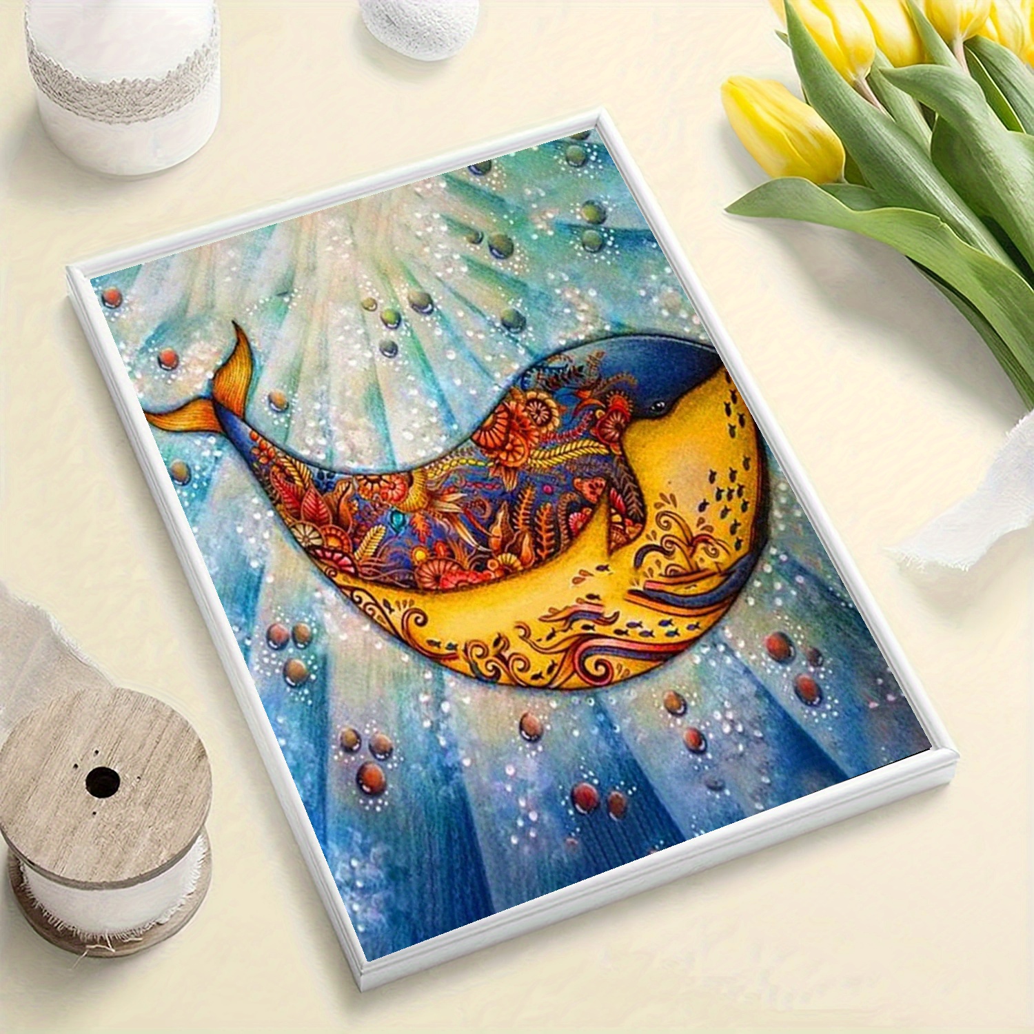 Cartoon Whale Diamond Painting Kit Mosaic Rhinestone Diamond - Temu