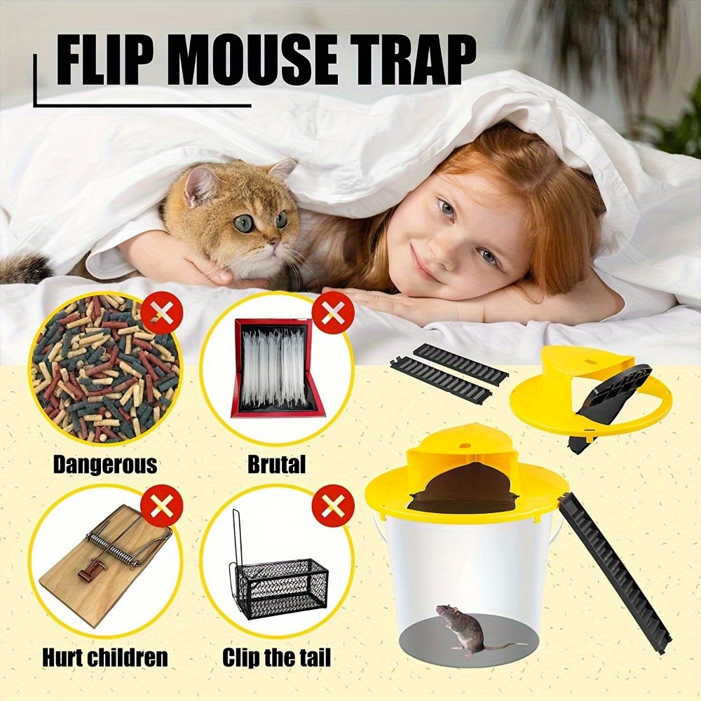 1pc Bucket Lid Mouse Rat Trap, Lid For 5 Gallon Bucket Auto Reset Flip  Board To Slide Mice Mouse Rat, No See Kill, Multi Catch, Trap Door Style,  Humane Mouse Rat Traps