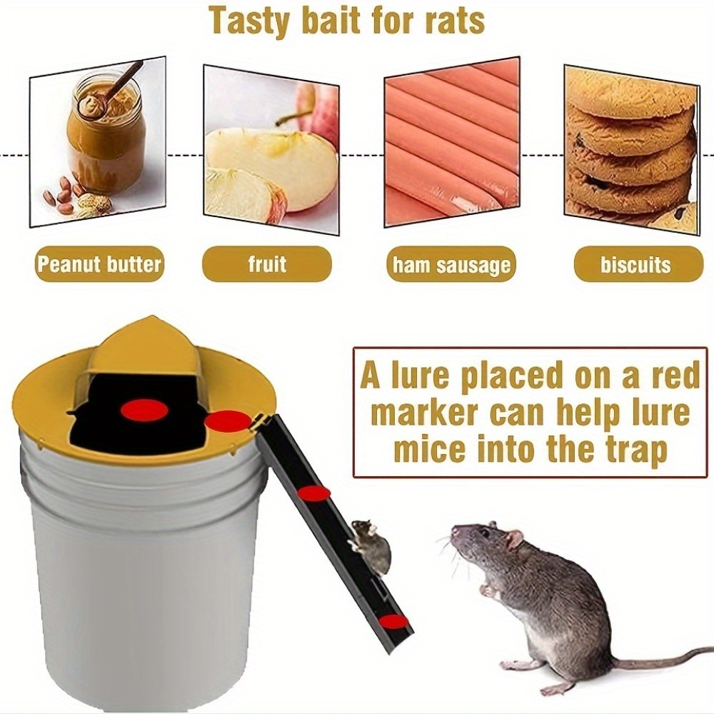 1pc Bucket Lid Mouse Rat Trap, Lid For 5 Gallon Bucket Auto Reset Flip  Board To Slide Mice Mouse Rat, No See Kill, Multi Catch, Trap Door Style,  Human