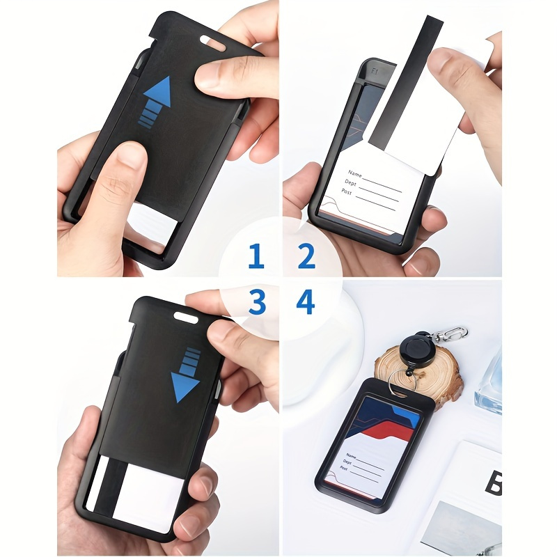 Sliding Hard Black Vertical Id Plastic Card Case Protector - Temu