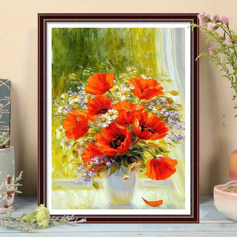 Gift Red Flower Diamond Art Painting DIY Diamond Painting Kit 