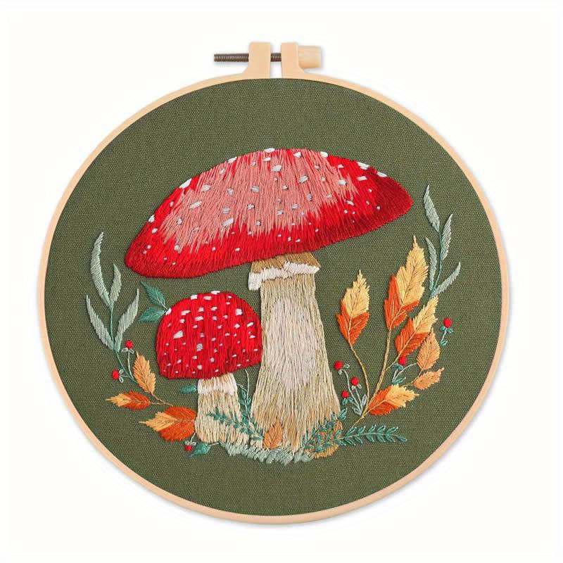 3D Mushrooms Embroidery Kit,plant Scenery Embroidery, Mushroom Embroidery  Kit,modern Crewel Embroidery Kit,embroidery Kit for Beginner, 