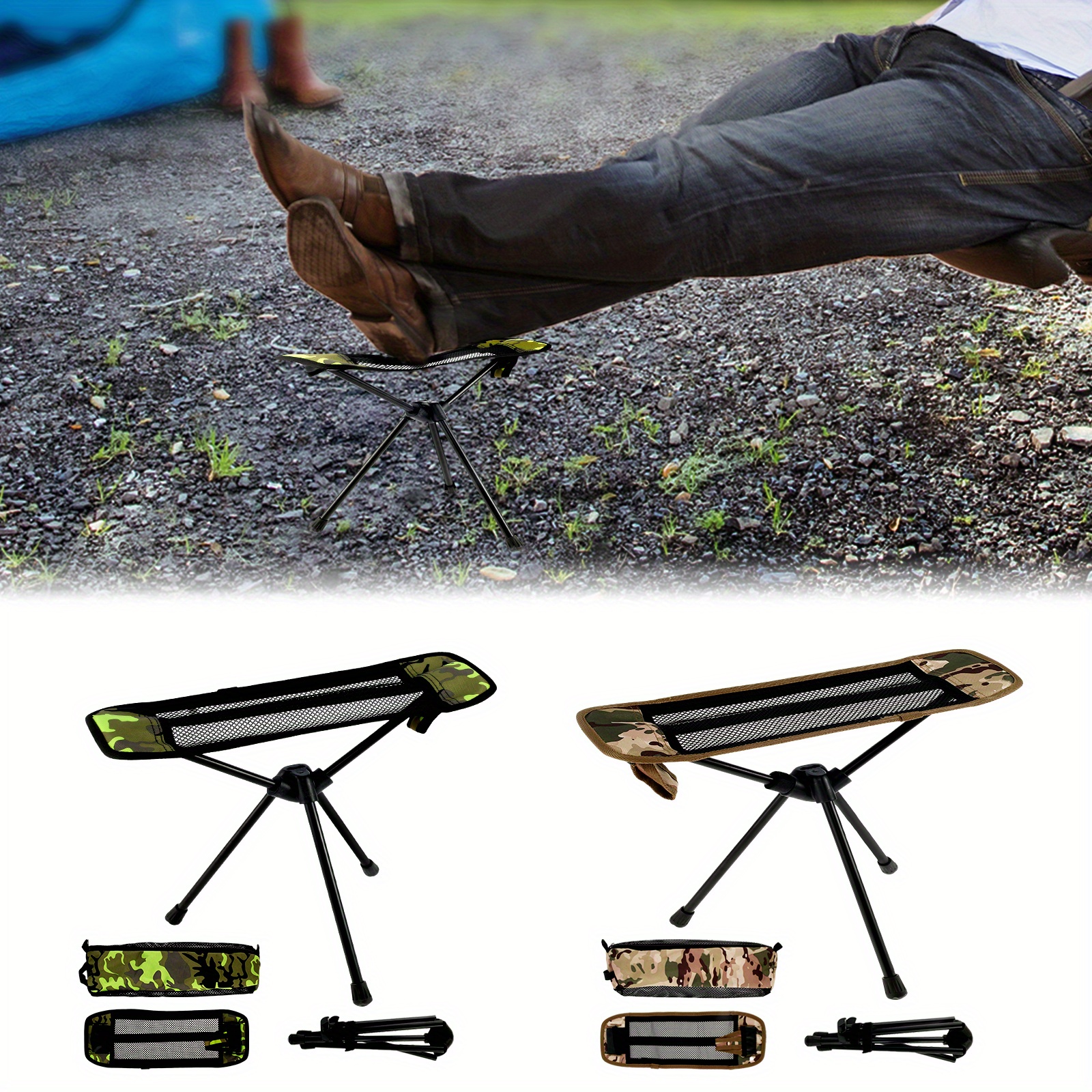 Lightweight Folding Chair Footrest Aluminum Alloy Foldable Feet Legs Rest  Footstool Foot Rest for Picnic Fishing