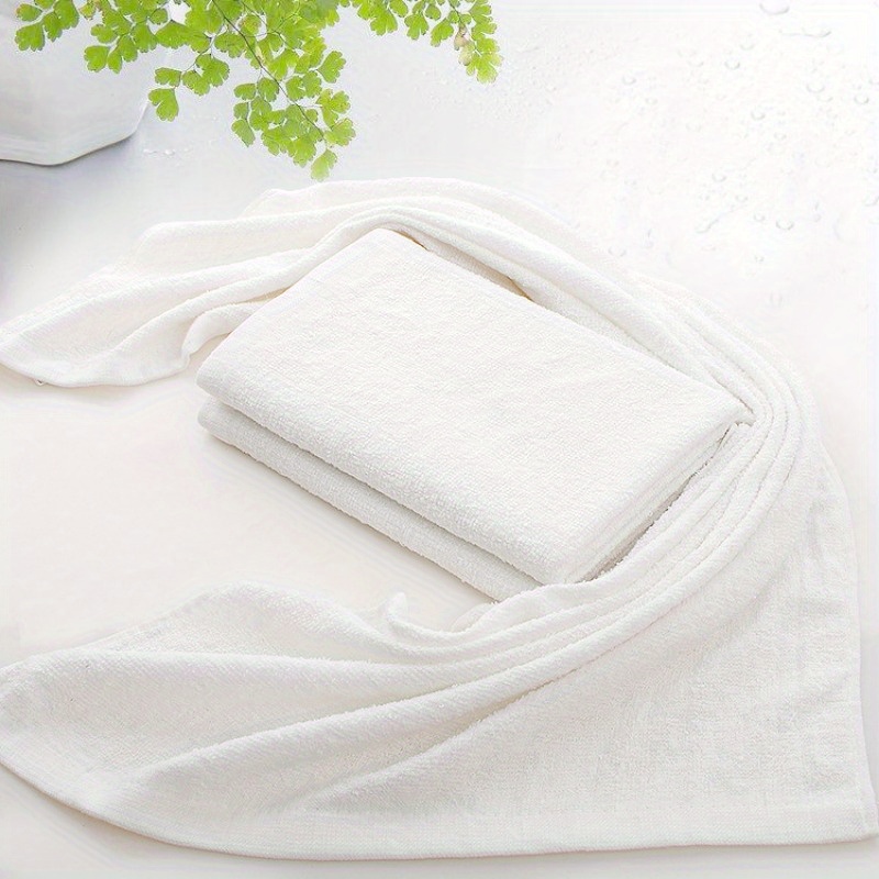 1pc Plain Flower Detail Bath Towel Or Towel, Minimalist Fabric Bath Towel  Or Towel For Home