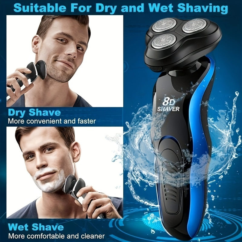  Maquinilla de afeitar eléctrica para hombres, afeitadora  rotativa 4 en 1 para hombres, afeitadora eléctrica impermeable de carga  rápida USB, barba inalámbrica, nariz, recortadora de pelo, maquinilla de  afeitar eléctrica para