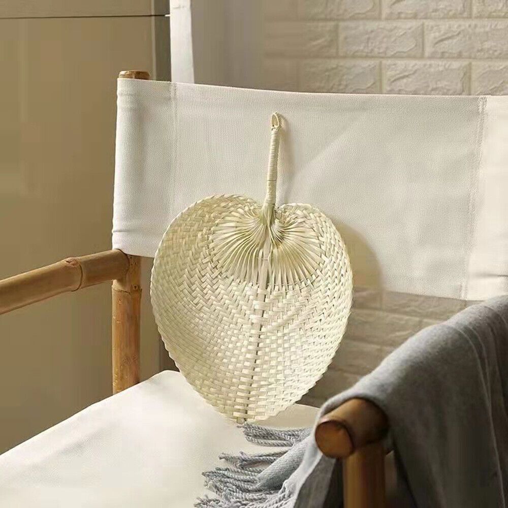 

Bamboo Fan Woven Rattan Craft Handmade Peach-shaped Summer Cooling Hand Fan Decoration Eid Al-adha Mubarak