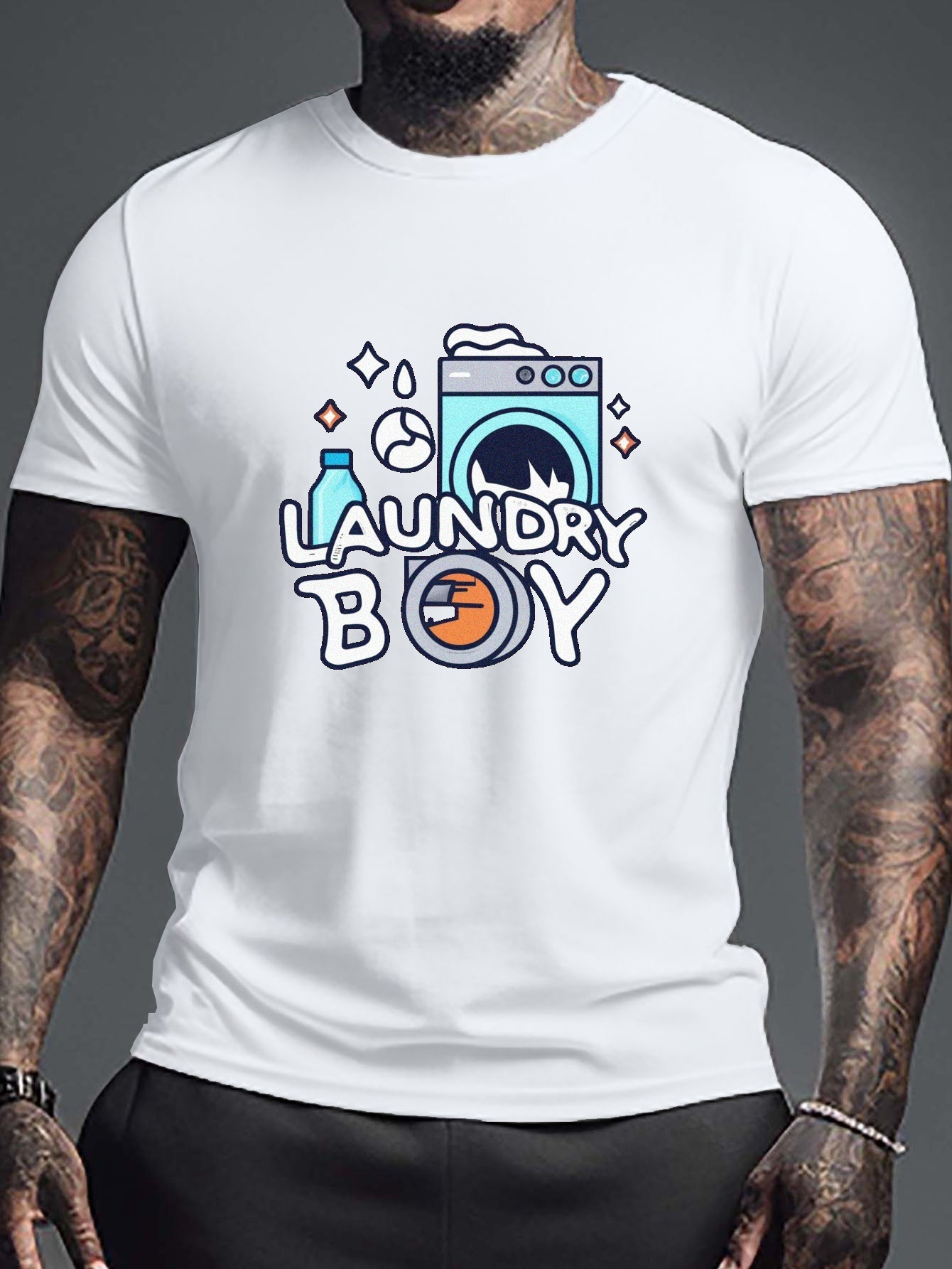 Abstract Letter H Laundry Boy Print Men's Trendy Short - Temu