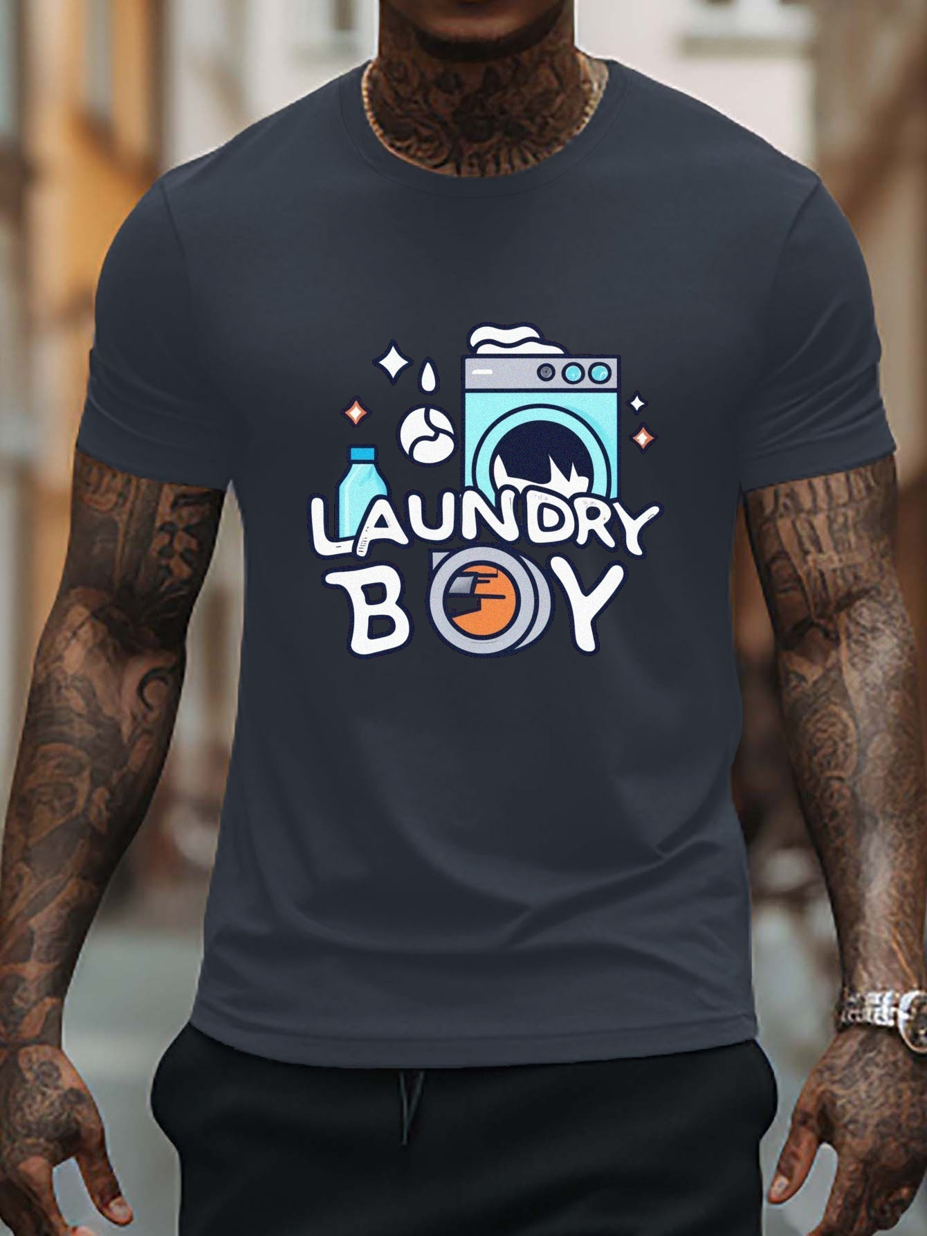 Abstract Letter H Laundry Boy Print Men's Trendy Short - Temu