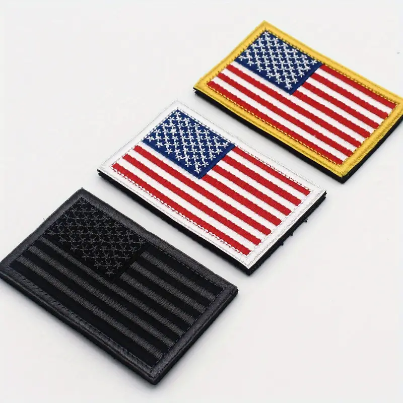 AMERICAN FLAG PATCH Reverse Camo Green Embroidered Iron-on Applique 