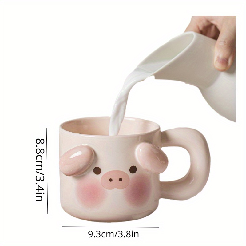 1pc 450ml Cute Coffee Mug For Girls With Lid & Spoon Ceramic Milk Breakfast  Cup, Cartoon Couple Mark Cup For Home Use