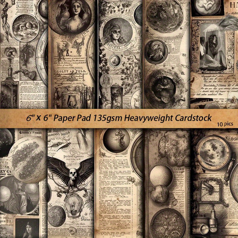Image of 10 Sheets Of Large -themed Paper For Retro Journal Decoration, Tools, And Student Stationery Arts And Crafts