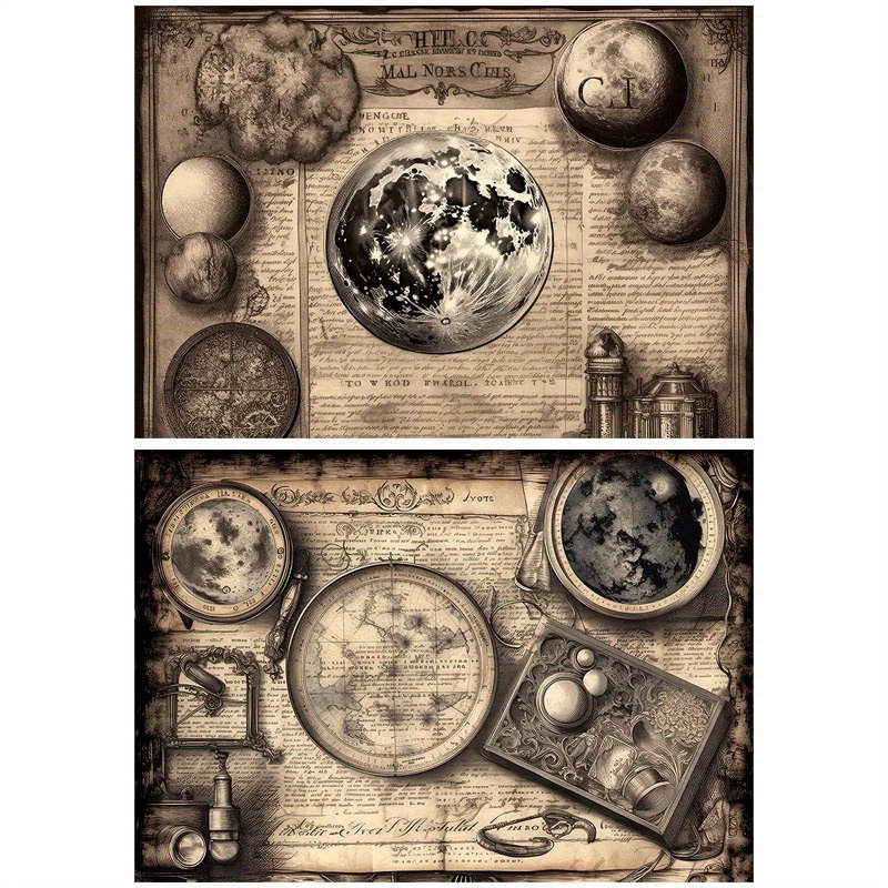 10pcs Large Mysterious Planet Retro Journal Paper for DIY Crafts