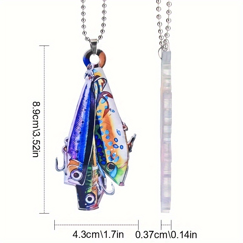 3 Colors Fish Hook Fish Keychain and Bag Pendant, Car Rearview Mirror Pendant, Car Key Chain Pendant, Souvenir Pendant Gift for Men,Temu