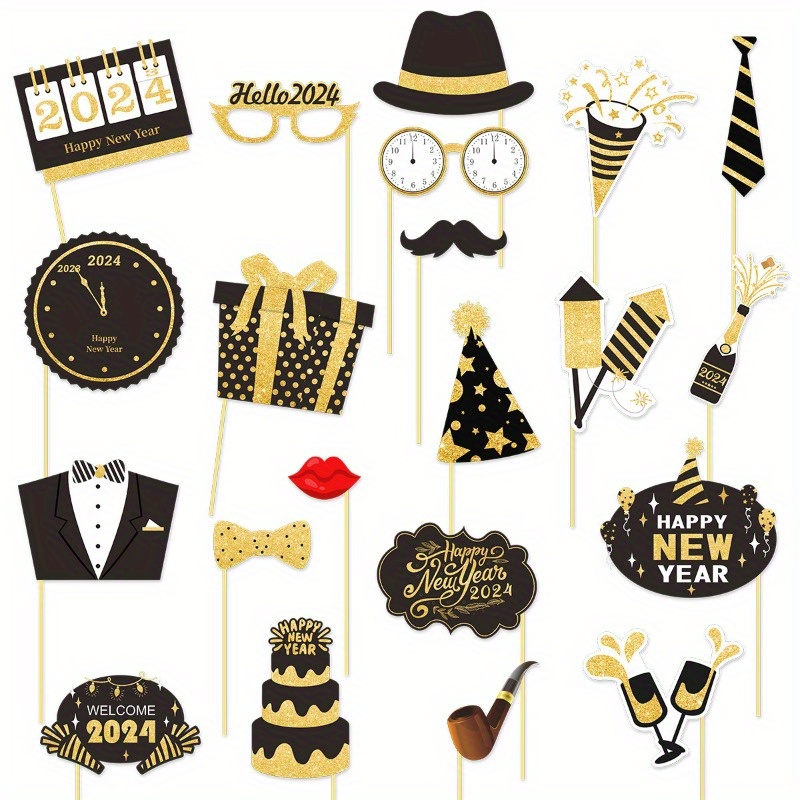 21pcs, 2024 New Year Photo Booth Props, Suitable For Party Gathering,  Friend And Family Party Decoration, Cool Stuff, Creative Small Gifts, Party  Atmo