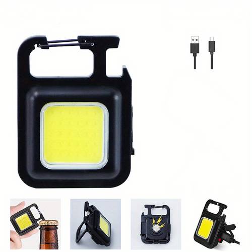 linterna led ultra - recargable por usb, luz portátil para llavero con sacacorchos y base magnética para camping, senderismo y emergencias, linterna recargable