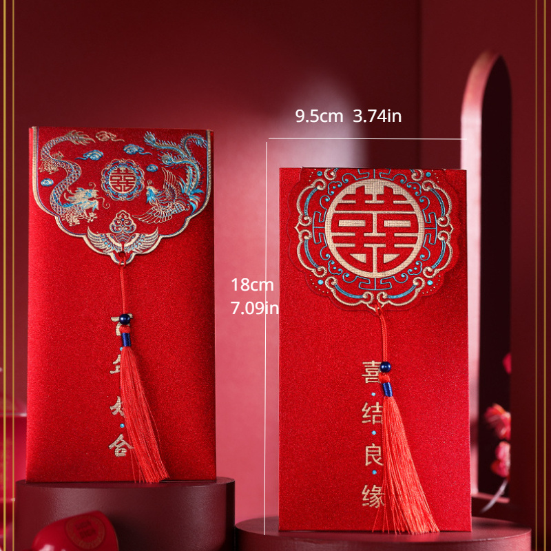 Acheter Décorations du nouvel an chinois, enveloppe rouge chinoise, sac  d'argent porte-bonheur pour mariage, 3 pièces/ensemble