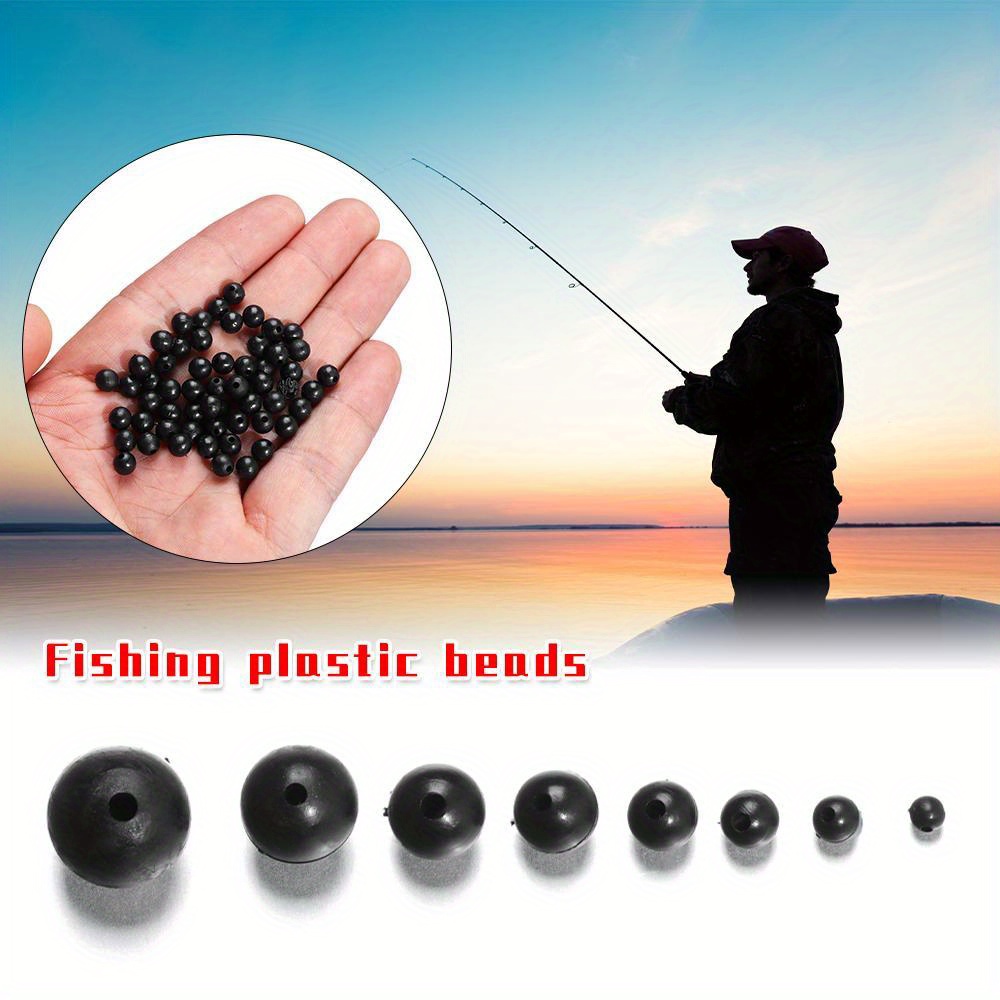 100pcs Plastic Round Beads 3MM-12MM Glow Hard Fishing Beads Stopper Carp  Fishing Lures Rig Accessories