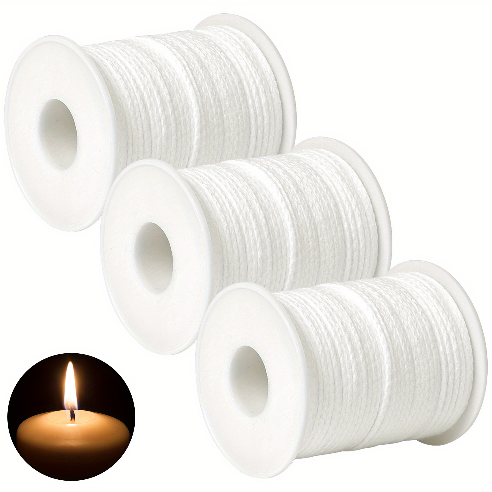 PersonalhomeD Rollo de vela blanca de 200 pies y 61M, mecha de algodón  tejida para manualidades, fabricación de velas, lámparas de aceite sin  humo, 1 rollo 