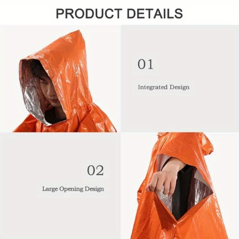 Chaqueta de lluvia de seguridad larga con capucha para hombre, impermeable,  poncho de emergencia