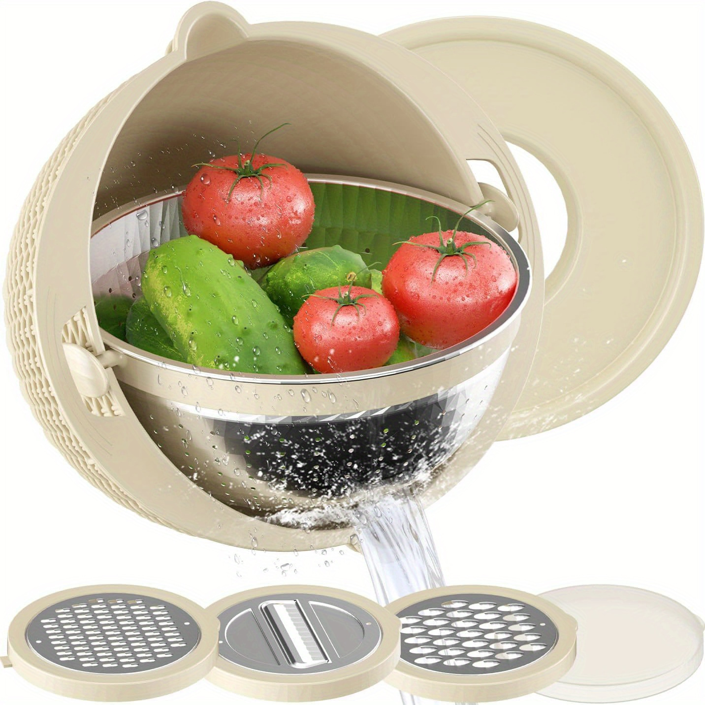 Cooking Salad Chopper Bowl Storage Bowl Lid Fruit Washer Cutter Salad Cutter