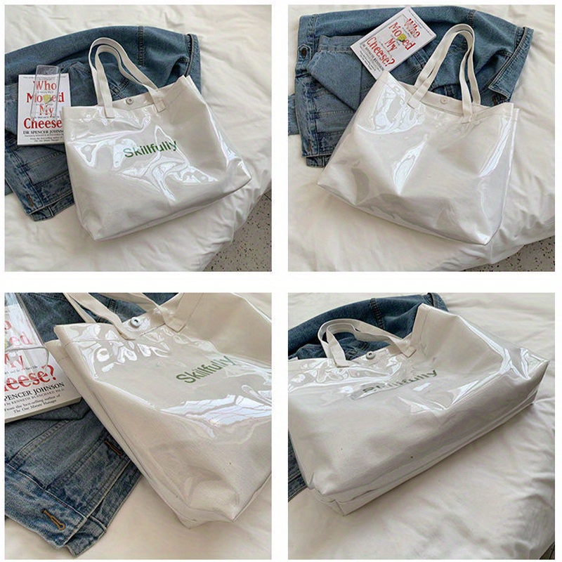 Transparent Jelly Tote Bag, Large Capacity Summer Beach Bag, Waterproof Shoulder  Bag With Detachable Strap - Temu