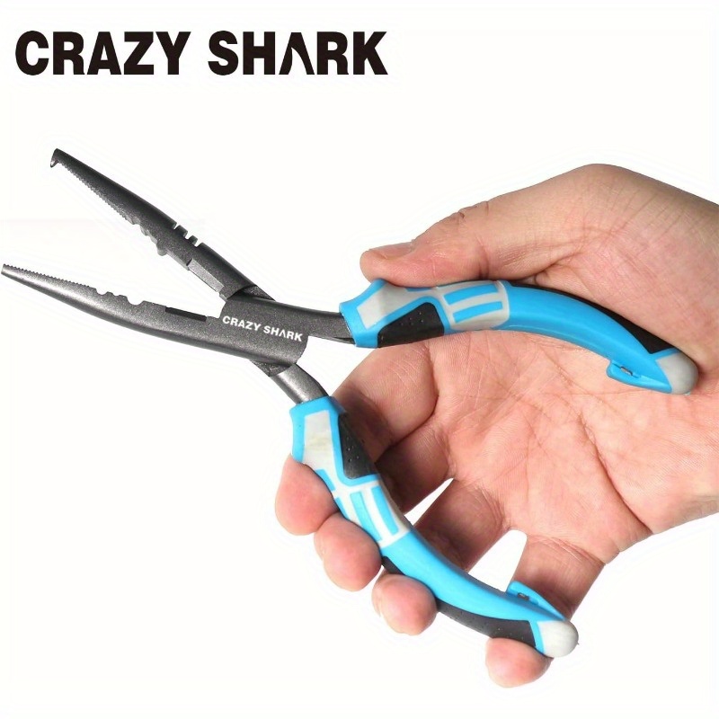 Crazy Shark Fishing Pliers Hook Remover Long Nose Fish Plier 11 Inches High  Carbon Steel Goods For Fishing Tools
