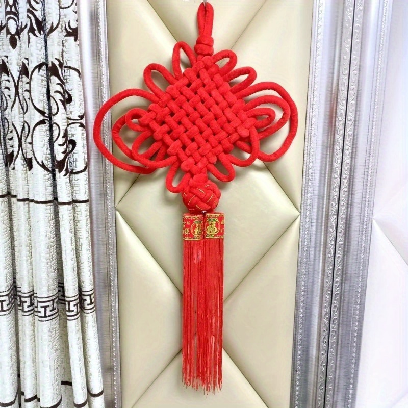 Washranp 2024 Chinese New Year Decorations,Traditional Red Fu Character God of Wealth Decor Tassel Pendant Hanging for Home Office Car Tree Ornaments