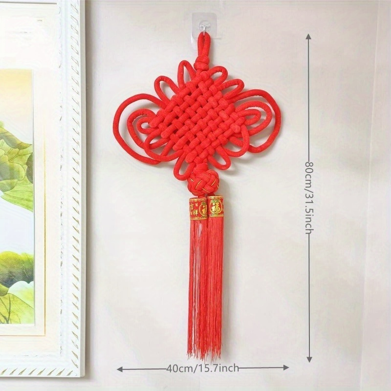 Washranp 2024 Chinese New Year Decorations,Traditional Red Fu Character God of Wealth Decor Tassel Pendant Hanging for Home Office Car Tree Ornaments