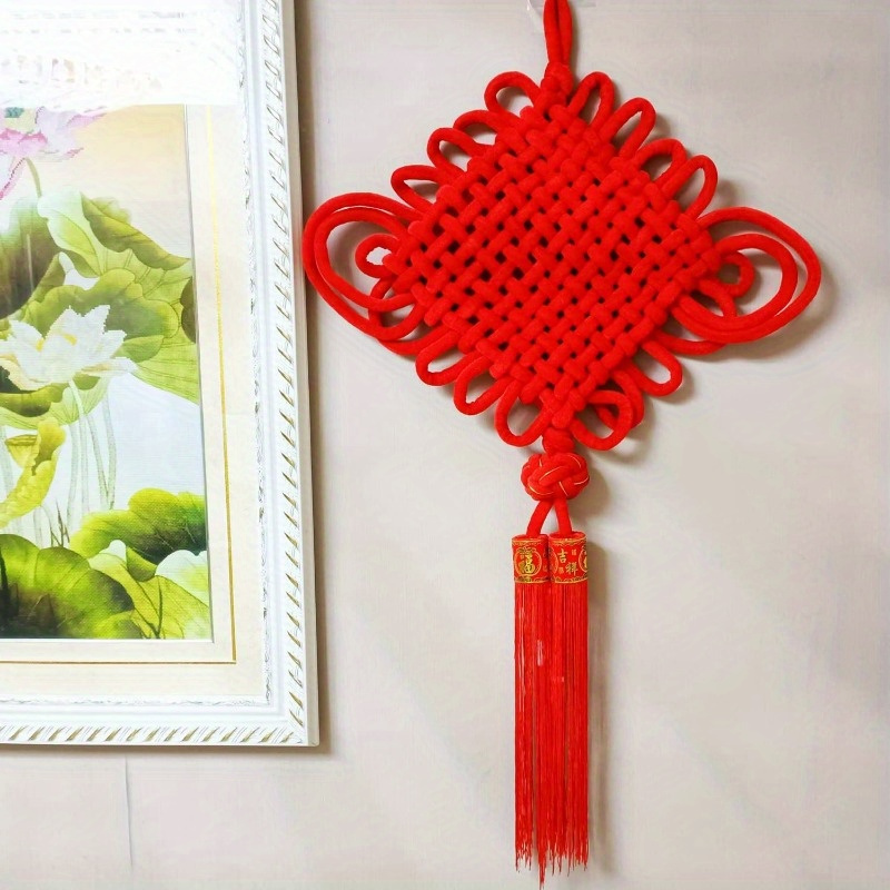  Yunsailing 76 Pieces 2024 Chinese New Year Decoration Lucky  Chinese Knot Pendant Red Hanging Ornaments Red and Gold Lunar Year  Decorations Felt Chinese Knots Red Tassels for Car Trees Spring Festival 