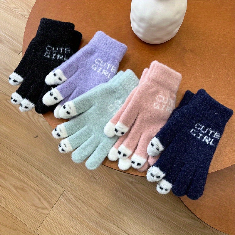 1pair Women's Open Finger Knitted Wool Writing Gloves For Autumn