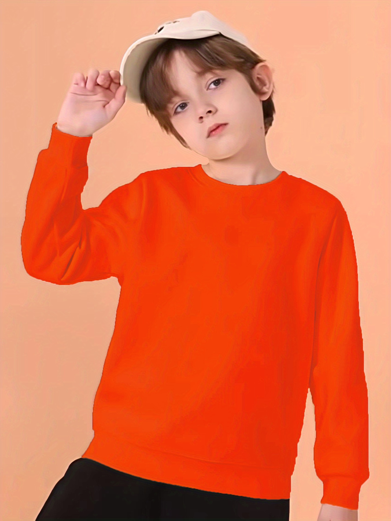 Solid Color Sweatshirt Boys Cool Lightweight Comfy Spring - Temu Canada