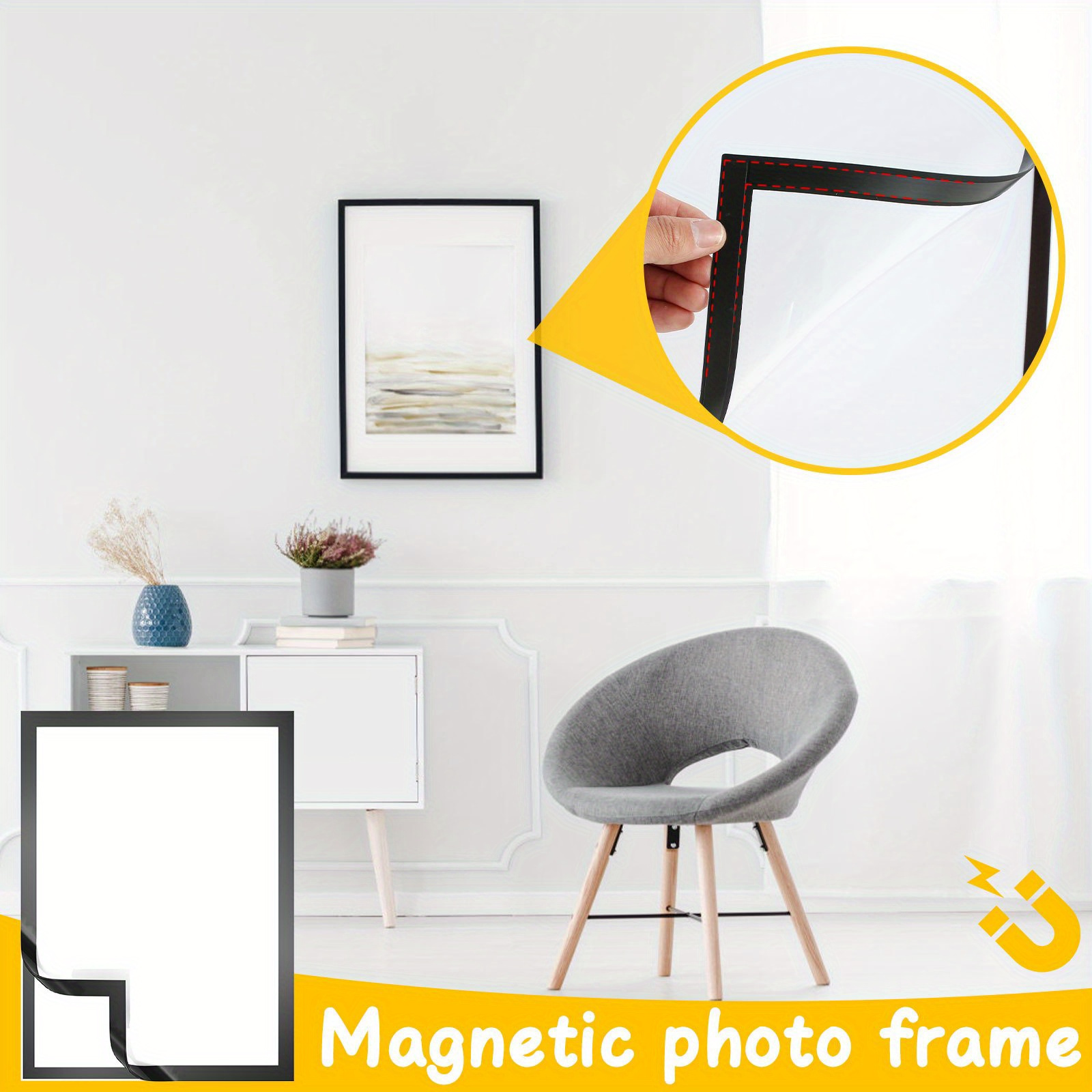 Magnetic Diamond Art Frames 12x16 Photo Frame Self-Adhesive Poster Picture  Canvas Painting Frame Wall Living Room Decoration - AliExpress