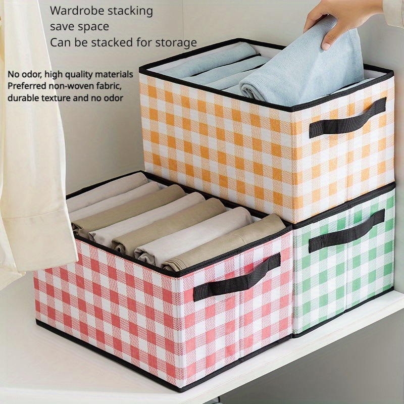 Folding Pants Storage Box With Handles Large Capacity Basket - Temu