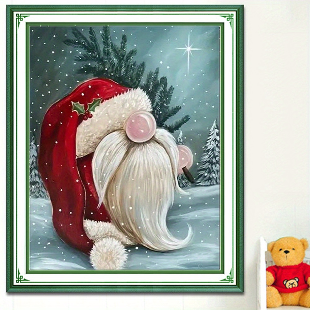 Full Round Diamond Canvas Santa Claus Home Wall Decor 5d - Temu