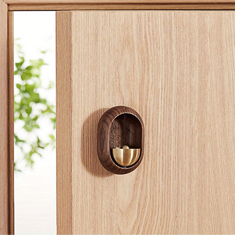 Cloche de commerçants pour l’ouverture de la porte, sonnette en bois  attachée magnétique carillon de porte d’entrée décorative dorée avec cloche  en