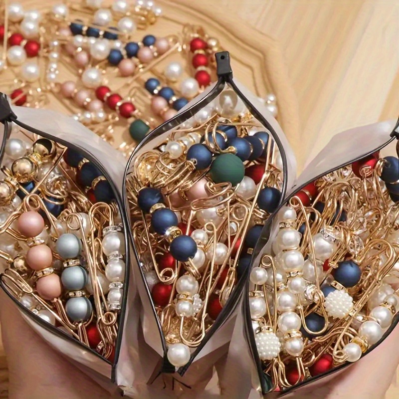 Broche de perlas de 18 piezas, broches de chal, broches de perlas de  imitación de diamantes de imitación, broches de seguridad decorativos para  mujer