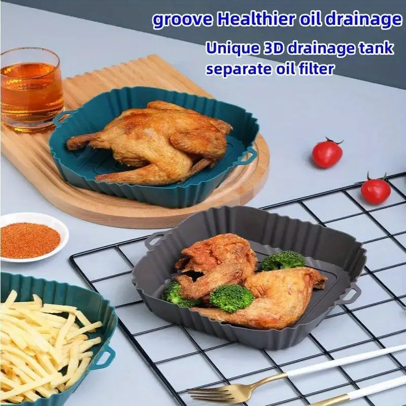 Silicone Air Fryer Liner (bottom ), Square Air Fryer Liners Pot