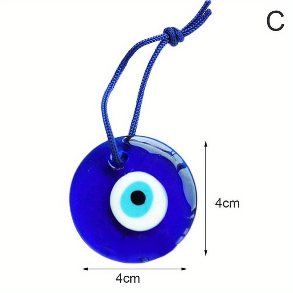 Blue Lampwork Glass Turkish Evil Eye Charm Pendant Car Home - Temu