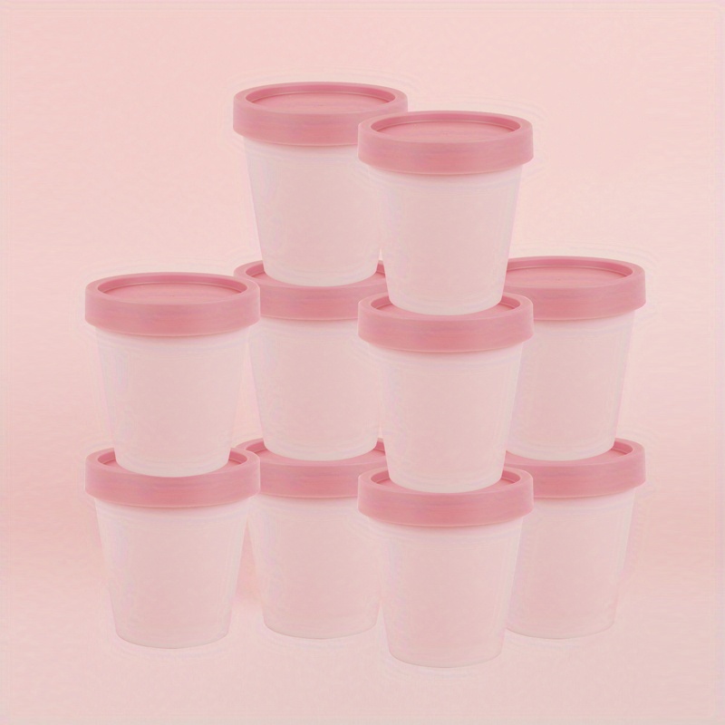 

10pcs 200ml Empty Mixing Bowls Cream Box Leakproof Plastic Containers Spa Facial Mask Bowls Cosmetic Jar Pink For Beauty