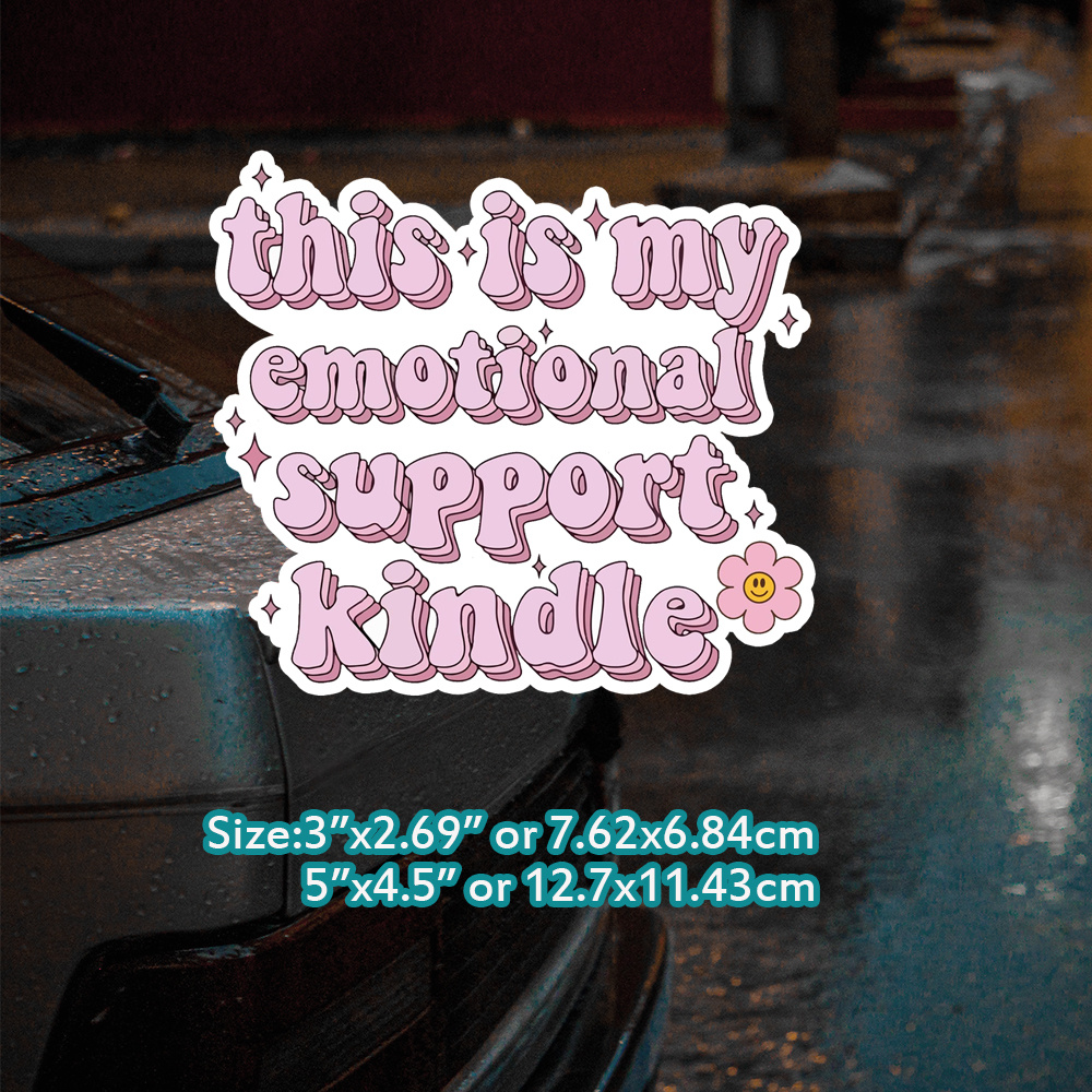 Emotional Support Kindle Heart Sticker, Kindle Addict, Bookish